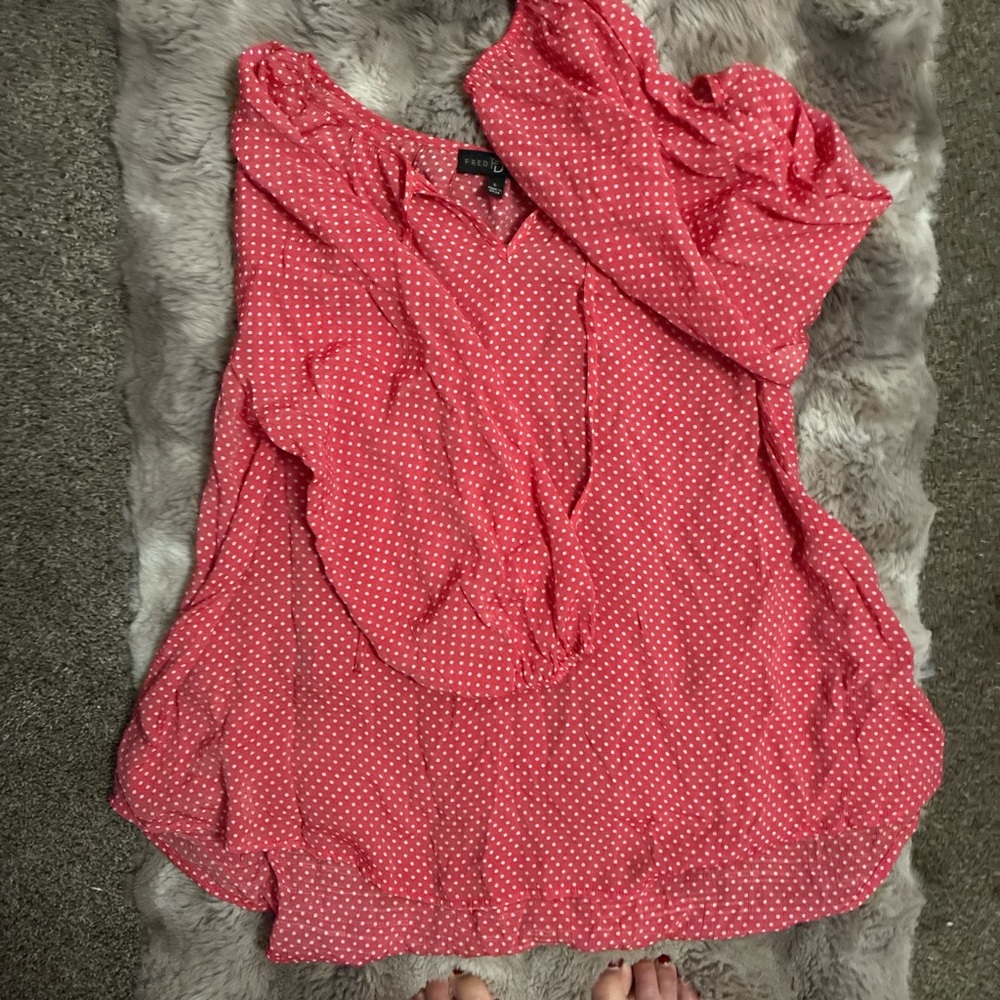 Fred David Pink Polka Dot Blouse
